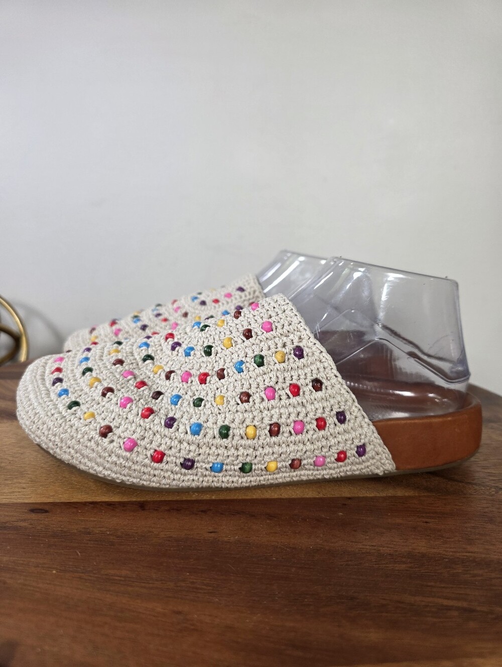 The Sak Bolinas Crochet Clogs Ecru Multi Beaded Mules Slides Boho Size 9 - Picture 8 of 14